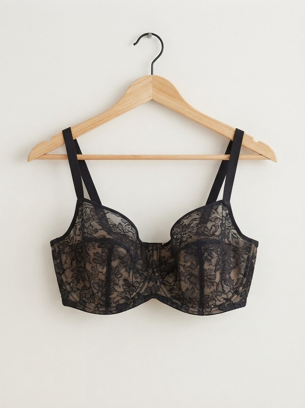 Panache Idina Black Lace Underwire Balconette Bra – Size UK 38J / US 38M